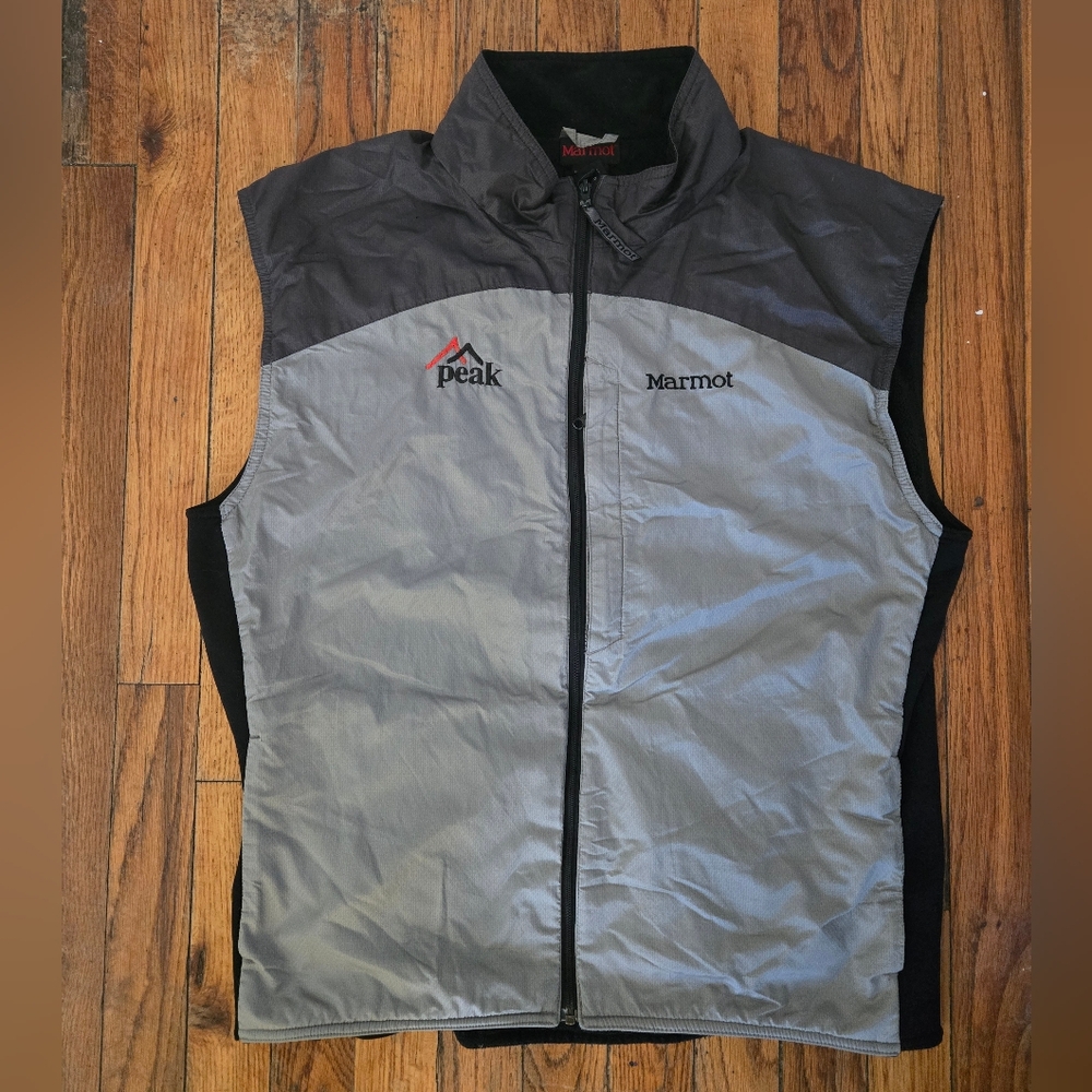 Marmot 4 Pocket Technical Vest, Black and Reflective Silver, Men's Size Large